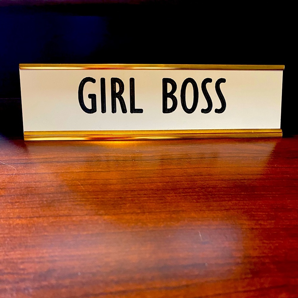Girl Boss desk plate, rose gold